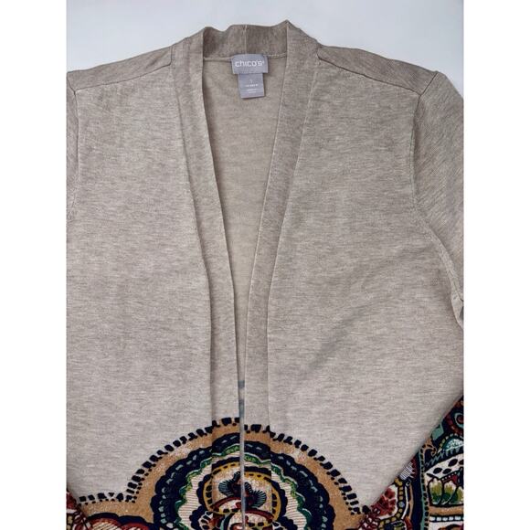 Chicos Womens Open Front Long Sweater Cardigan Medium (Size 1) Boho Earth Tones - Picture 3 of 11